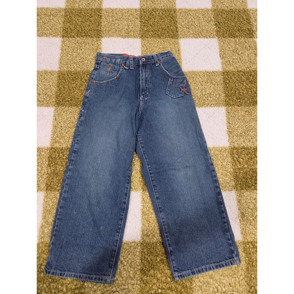 Rocawear Boys Blue Denim Jeans Relaxed Wide Leg Embroidered 1999 Size 7X